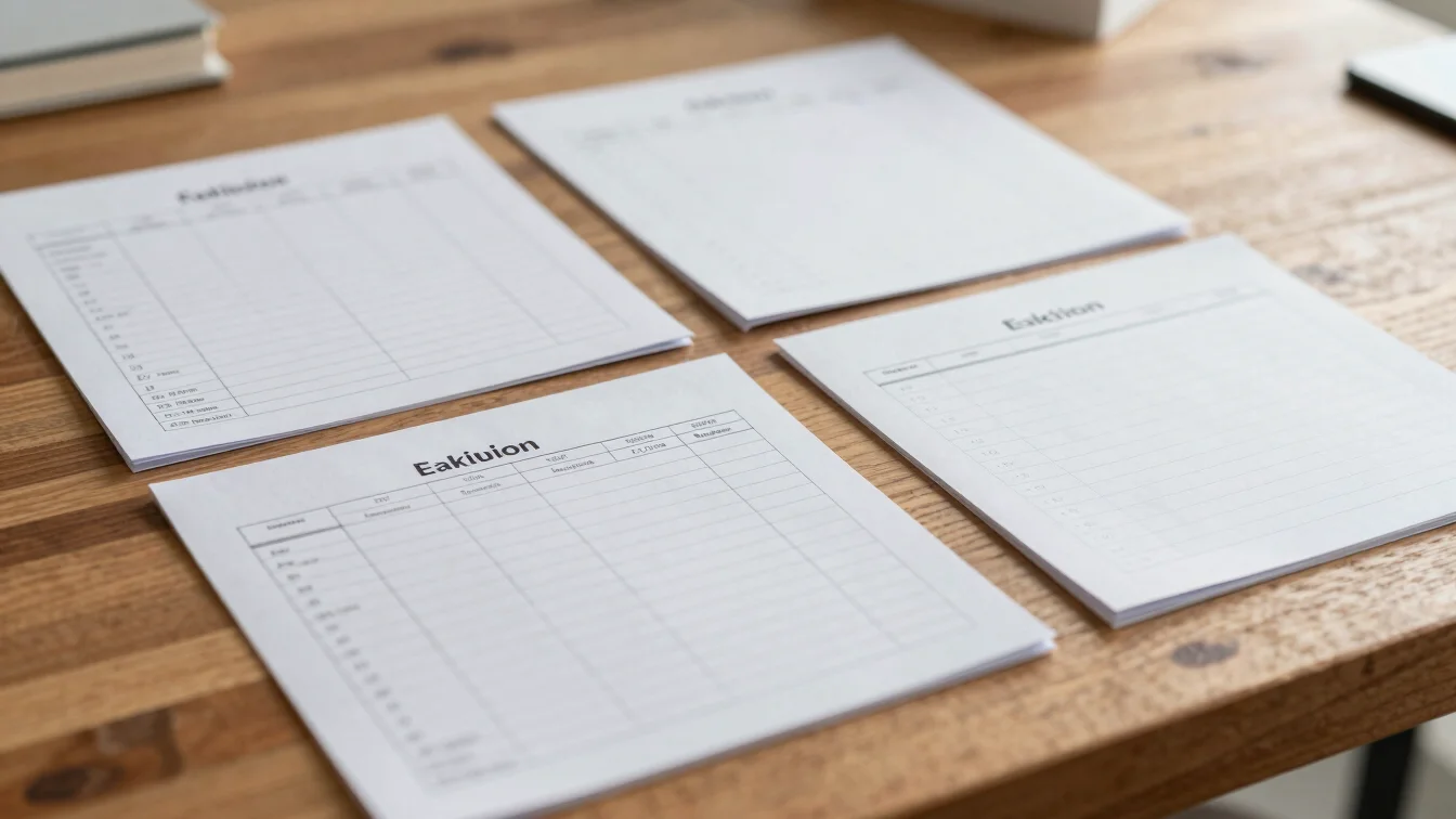 Close-up of organized household budgeting notes, natural light on
